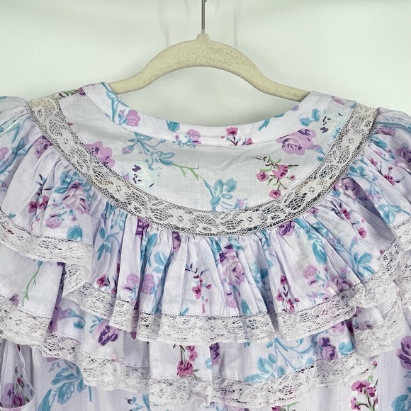 LoveShackFancy x Target Lou Lavender Floral Double Ruffle Tiered Dress Size L‎ - Picture 11 of 12